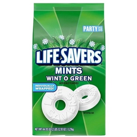 Office Snax Candy, Wint O Green Lifesavers, 44.93oz Bag, White OFX29060
